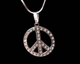Peace sign pendant, sterling silver, Christmas gift