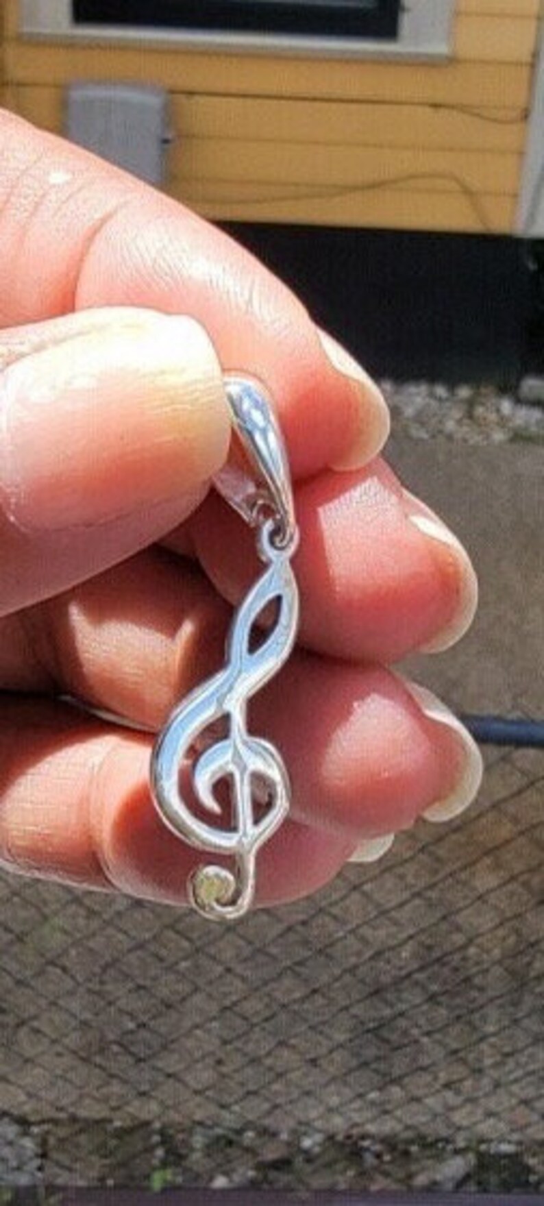 Treble clef Necklace, Music gift. Sterling silver pendant, music note jewelry image 2