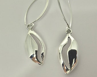 Silver Cowrie shell Earrings, gift for her, handmade dangle sterling silver unique jewelry