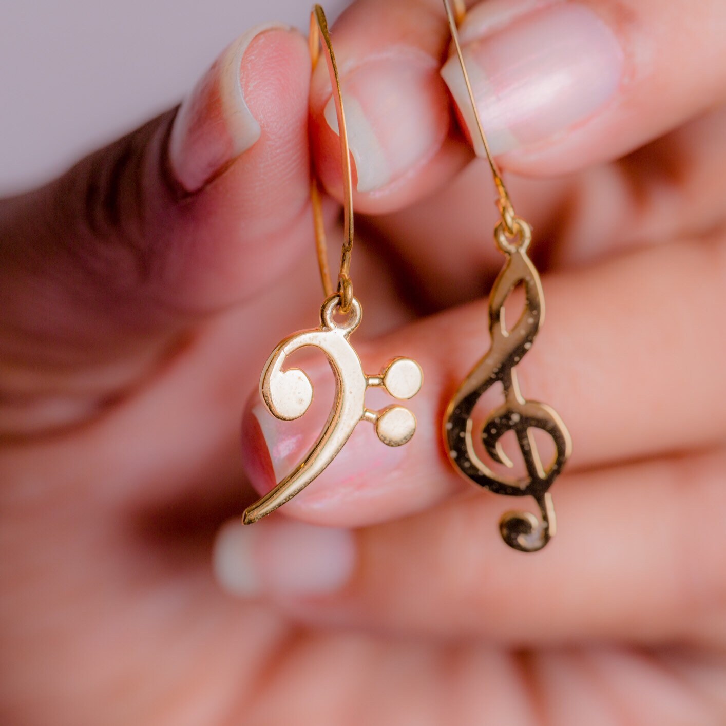 Gold music note earrings deals