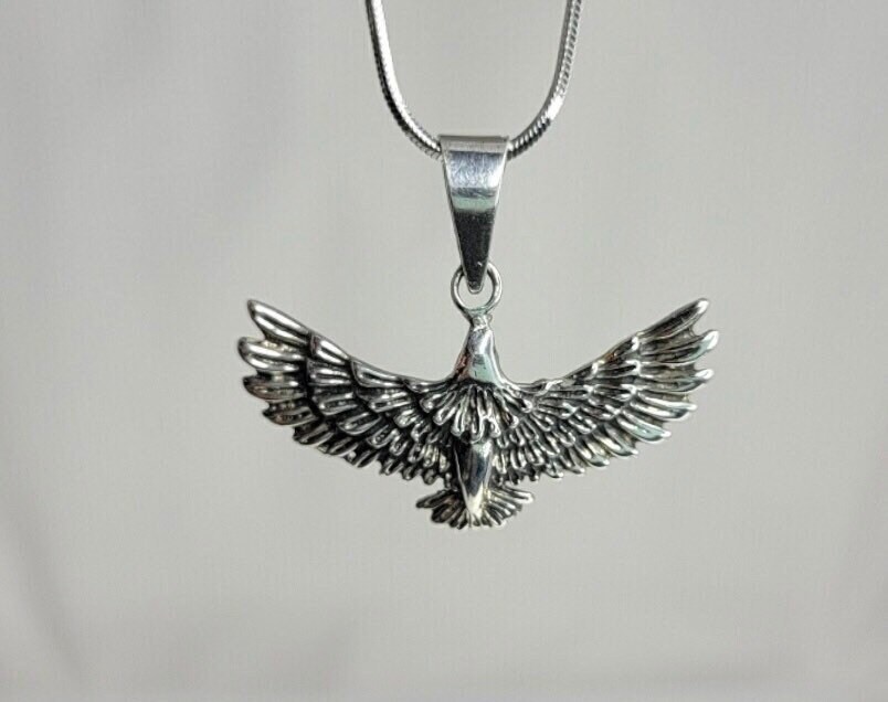 Silver Eagle necklace, sterling silver, bird of prey, handmade jewelry,  gift for him