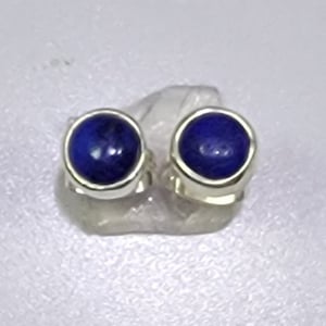 Lapis stud earrings, Sterling silver round blue December birthstone jewelry, Great studs for men, children, and women