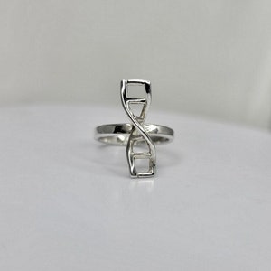 DNA Ring, silver helix band ring, for genetic industry gift, sterling silver,  handmade science genetics jewelry