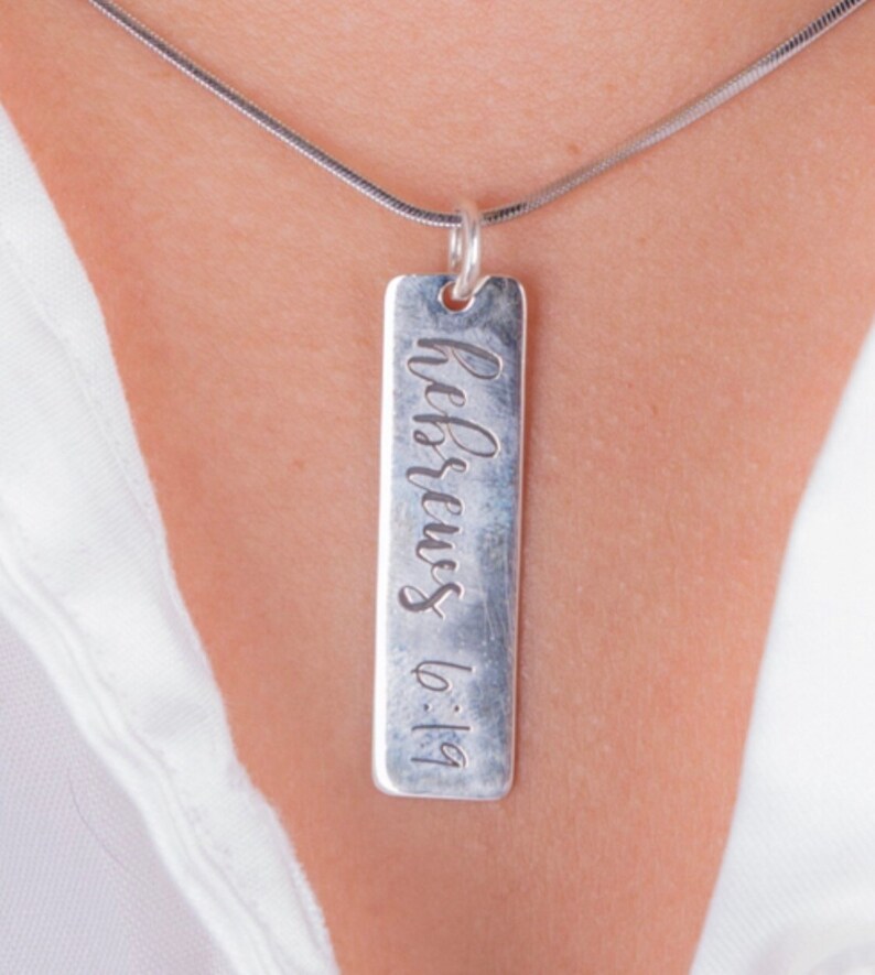 Bible verse necklace, Hebrew 6:19, hope anchors the Soul. Christian message gift. image 3