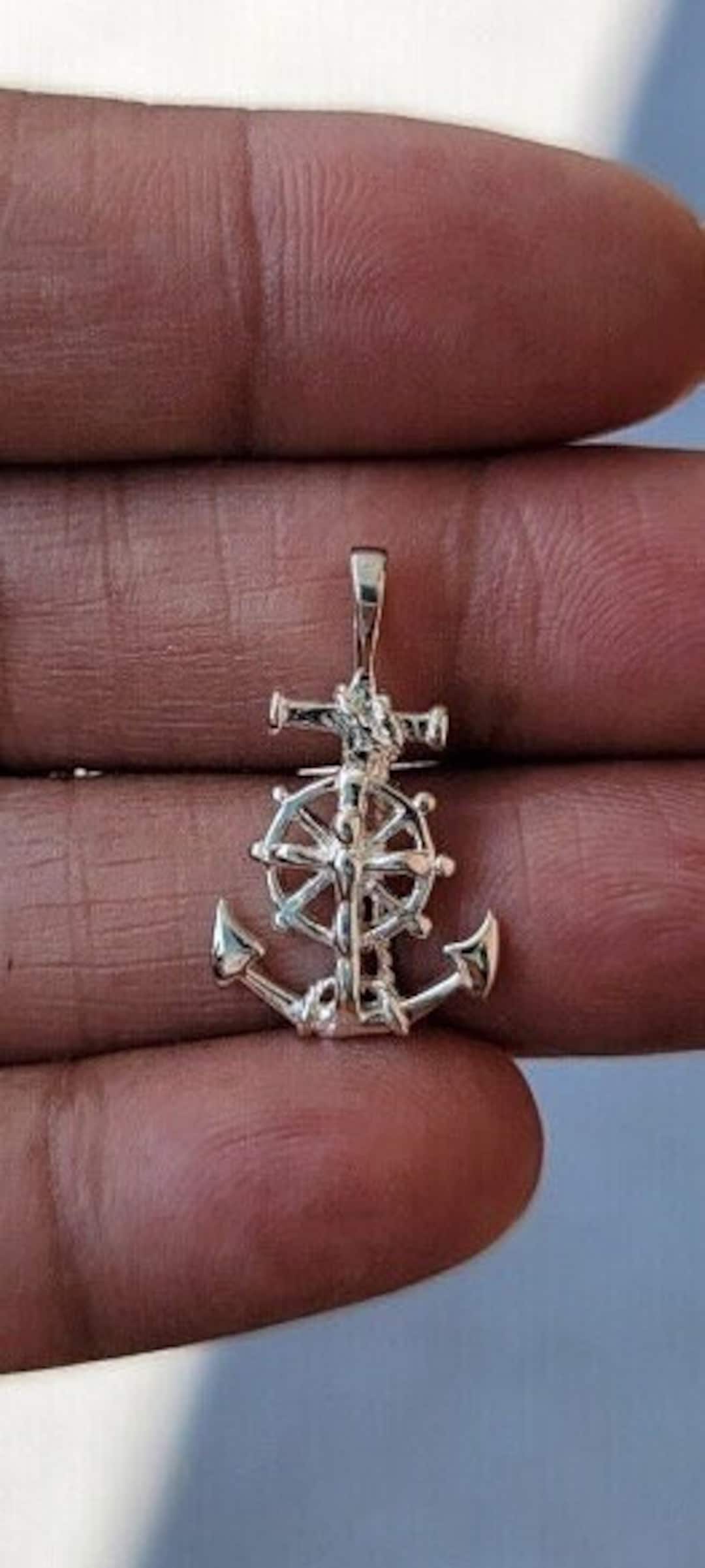 Anchor Necklace, Sterling Silver Mariners Anchor Pendant, Naval Academy