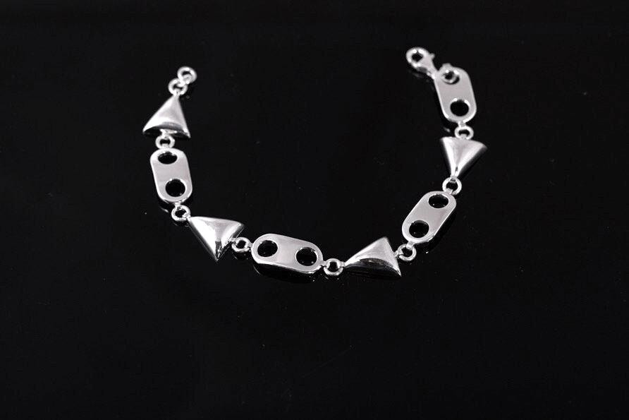Sterling silver link bracelet, heavy thick link bracelet,
