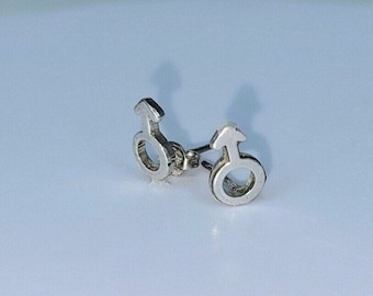 Male symbol earrings, Mars stud earrings, sterling silver, pride gift