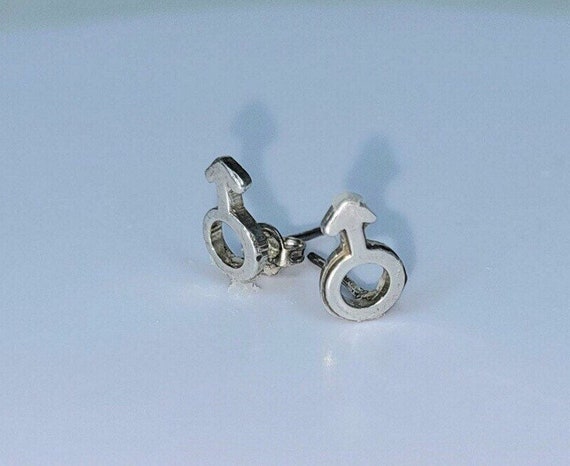 Male symbol earrings, Mars stud earrings, sterling silver, pride gift
