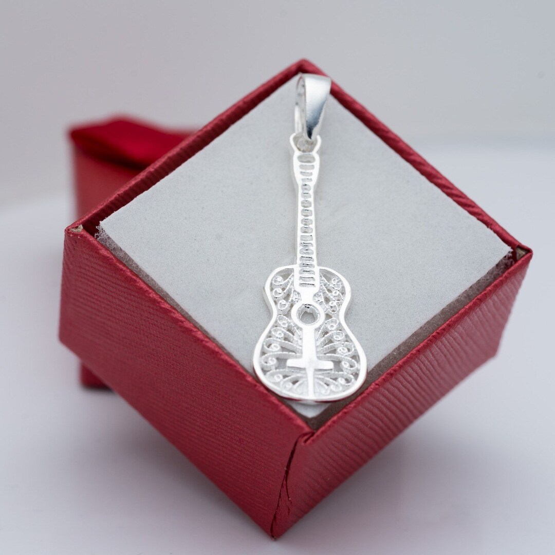 Acoustic Guitar Necklace Music Jewelry Gift Sterling Silver Etsy