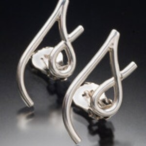 Silver initial clip on earrings letter S or J cursive  Spirit of women marching gift for her handmade cute simple quick ship available