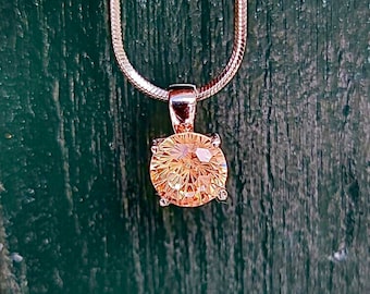 Citrine pendant, sterling silver chain necklace, November birthstone, birthday gift