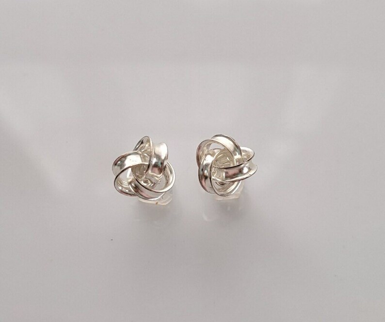Love knot stud earrings, sterling silver handmade jewelry, Mothers Day gift for her image 2
