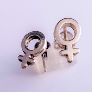 Female symbol earrings, sterling silver womens equity day, Venus stud earrings, womens empowerment jewelry, pride gift