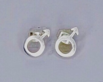 Male symbol earrings, Mars stud earrings