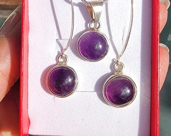 Amethyst Necklace and Earrings Set: February Birthstone Jewelry