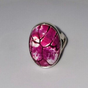 Handmade pink ring, gift for her, oval fuchsia stone, one of a kind, artisan jewelry