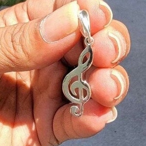 Treble clef Necklace, Music gift. Sterling silver pendant, music note jewelry image 1