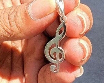 Treble clef Necklace, Music gift. Sterling silver pendant, music note jewelry