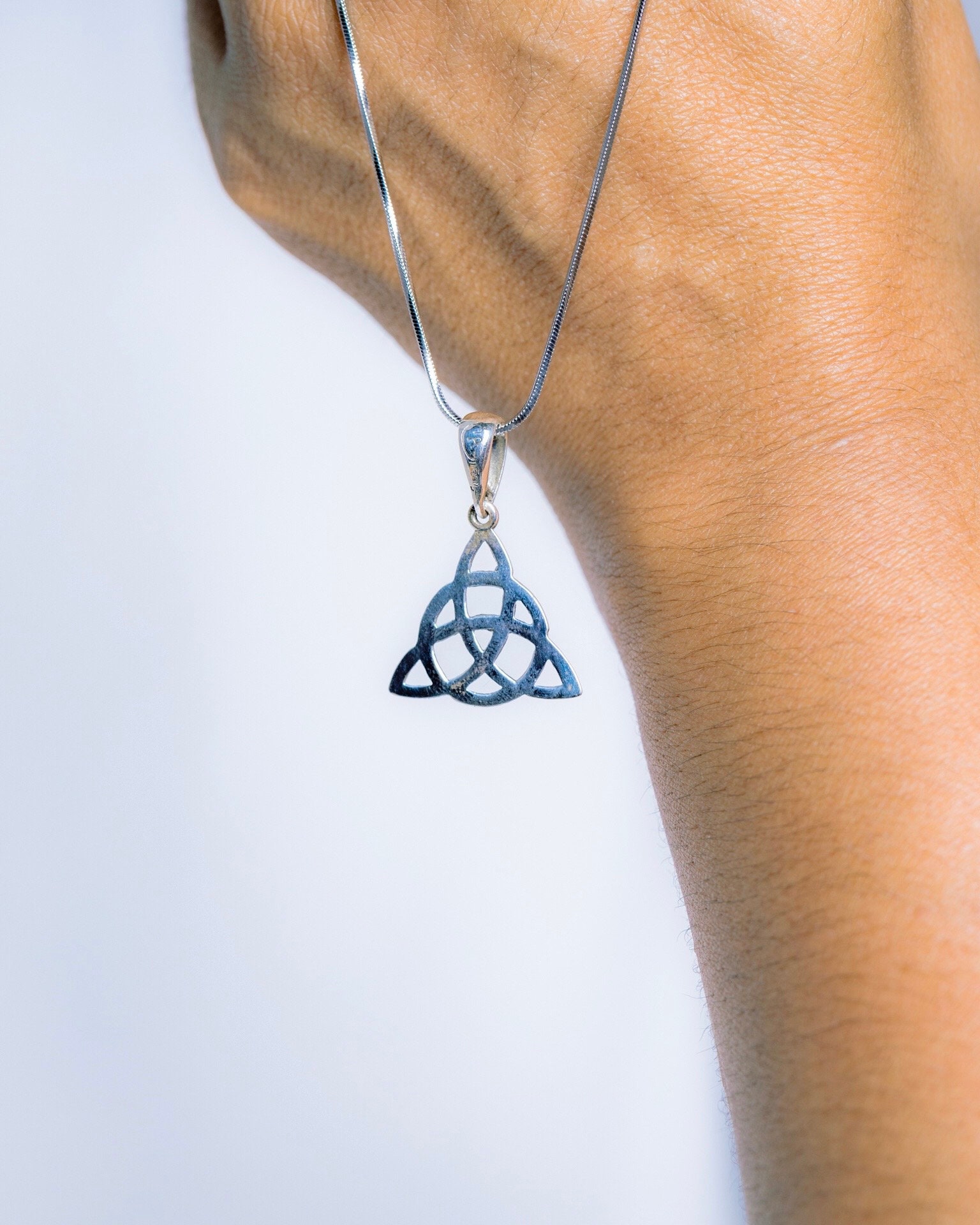 Silverly Collana Uomo Con Medaglione Trinity In Argento 925 - Ciondolo Triquetra Celtico Su Catena 46 Cm