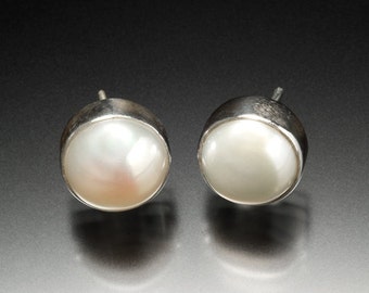Pearl Earrings, real freshwater pearls, chucks and pearls,  jewelry for wedding,  bridal set,  or zoom meeting, 30th anniversary gift