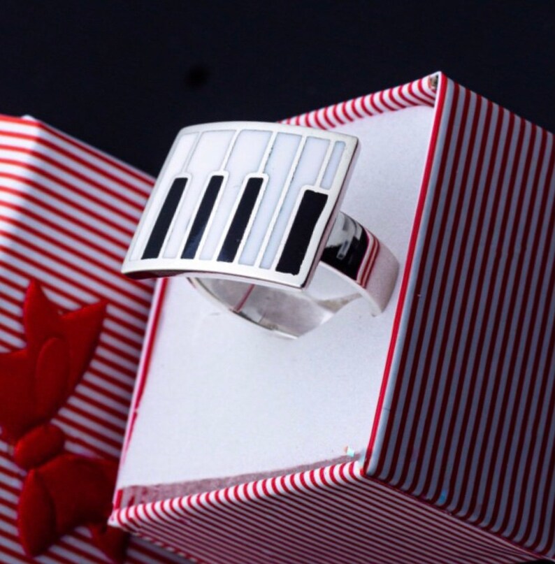 Piano ring Piano Day Sterling silver handmade with recycles Etsy