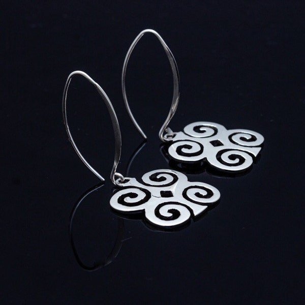 Boucles d'oreilles significatives, Dwennimmen, symbole adinkra, bijoux en corne de bélier, pendentif en argent sterling, cadeau pour la force intérieure et l'humilité