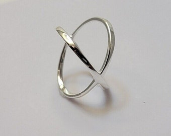 Sterling x ring, crisscross silver ring, versatile, conversation piece, paths cross ring, thumb ring