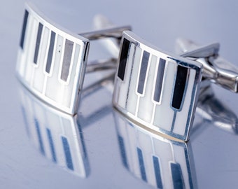 Gift for Pianist, Piano key cuff links, sterling silver