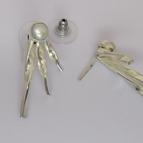 Shops Pearl Earrings set in sterling silver, Chucks and pearls, jewelry for wedding, bridal set, or zoom meeting, 30th anniversary gift