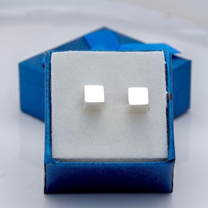 Cool square cube earrings, sterling silver post, cube represents the truth