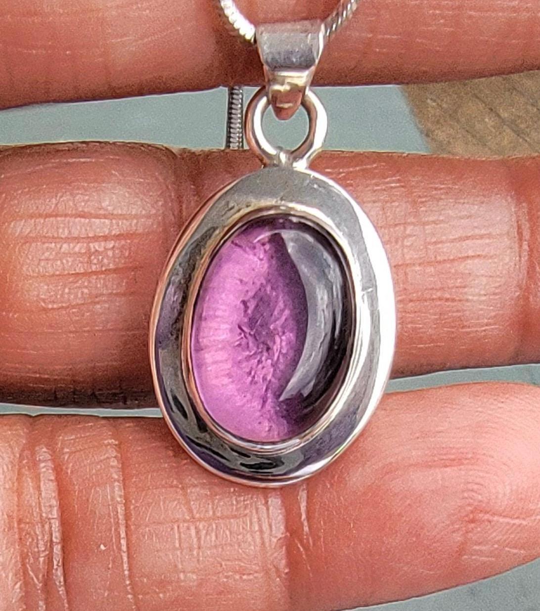 February Birthstone Purple amethyst Necklace, sterling silver handmade gift for her birthday gift unisex cool for Mothers Day gift