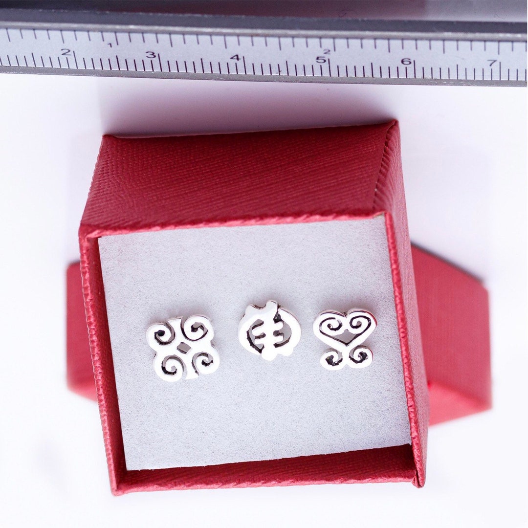 3 Single Stud Earring Set, Adinkra Symbol Gift Set - Etsy