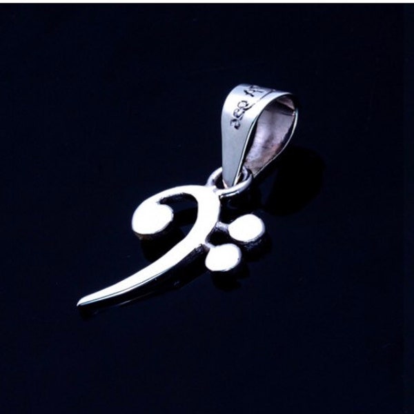 Collier clé de fa, argent sterling, fait à la main, pendentif basse, excellent cadeau pour les membres du groupe, les professeurs de musique et les mélomanes, cadeau de la fête des pères