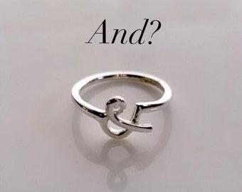 Silver Ampersand ring, and symbol ring, Clever conversation starter, AND?