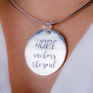 Bible verse necklace, Hebrew 6:19, hope anchors the Soul. Christian message gift. image 7