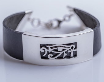 Unique Ankh bracelet,  Can't get the Beat with out the Soul, Sterling Silver and leather bracelet