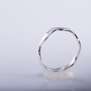 Silver stackable Band ring, Wavy handmade ring, Thumb, midi, or pinky ring. sturdy, simple minimalist jewelry image 3