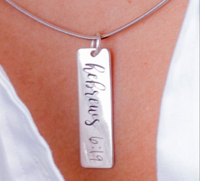 Bible verse necklace, Hebrew 6:19, hope anchors the Soul. Christian message gift. image 4