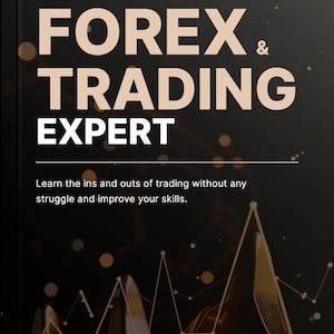 Może przedstawiać: Ciemny obraz z napisem "FOREX & TRADING EXPERT" dużymi, jasnymi literami. Poniżej tekst brzmi: "Poznaj tajniki handlu bez wysiłku i popraw swoje umiejętności". Na dole znajduje się wykres finansowy.