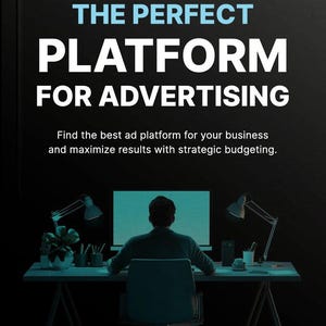 May include: A person sits at a desk in front of a computer, with the text "THE PERFECT PLATFORM FOR ADVERTISING" above. The image promotes finding the best ad platform and maximizing results.