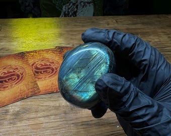 Polished Labradorite Palm Stone | Protection, Intuition, Spiritual Awakening Crystal