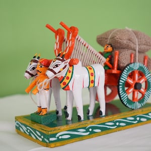 Kondapalli Bommalu oxvagn | Traditionell indisk folkkonst träfigur | Hantverk i Andhra Pradesh | Mors dag-present