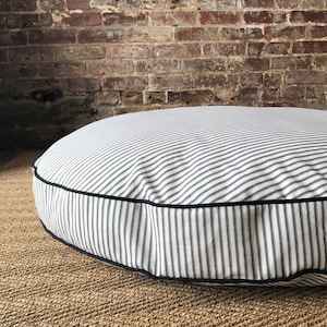 Black Ticking Stripe Dog Bed Cover - Six colors and monogram option.
