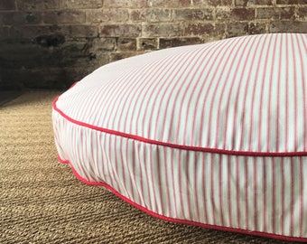 Red Ticking Stripe Dog Bed Cover - Six colors and monogram option.