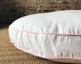 Blush Pink Ticking Stripe Dog Bed Cover - Six colors and monogram option.
