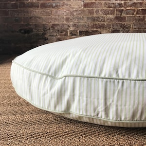 Kiwi (Light Green)  Ticking Stripe Dog Bed Cover - Six colors and monogram option.
