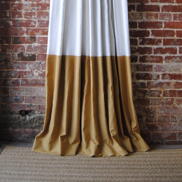 120"L Color Block Drapery Panel - custom curtains - 28 color choices- extra long curtains - Custom Draperies