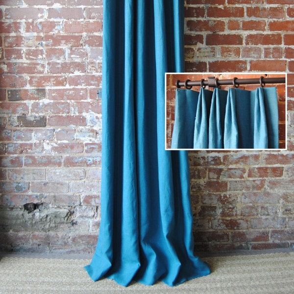 109" - 120" Solid Panel with Euro Pleat - Extra Long Custom Curtains - french pleat curtains - You Pick The Color - custom drapes