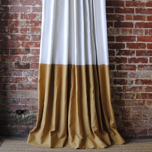 84&quot;L Color Block Drapery Panel - custon curtains - 28 color options - Custom Draperies - Striped Panels