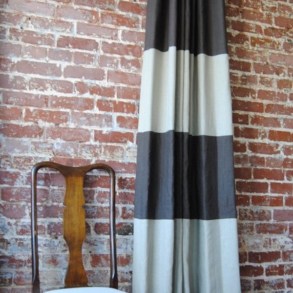 108"L Striped Drapery Panel - Custom Curtains - 28 color options